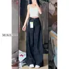 Jeans de Pierna Ancha Color Azul Oscuro Versión A para Mujer Verano Nuevo Talla Grande mm Gorditas Sueltos Aspecto Adelgazante Figura de Pera Pantalones Perezosos