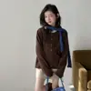 Suéter de outono e inverno para meninas 2026 novo cardigã de malha canelada vertical casual estilo coreano retrô para crianças mais velhas