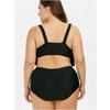 Traje de baño cruzado de talla grande para mujer, estilo europeo y americano, con abertura y costuras de malla de color liso, estilo bóxer que cubre el vientre y es conservador.