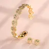 Europeu e Americano Mais Vendido Luxo Leve Rosto Sorridente Micro-Incustado com Diamante Moda Pulseira Aberta Anel Conjunto Temperamento Fashion Zircônia Versátil