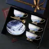 Conjunto de Xícaras de Café de Porcelana Fina e Elegante, Caixa de Presente Exquisita e Luxuosa com Xícara e Pires de Cerâmica, Presente de Inauguração