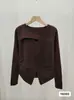 Diseño Retro de Cuello en V Estilo Francés, Cuello Halter, Suéter de Punto de Manga Larga para Mujer, Top Delgado Adelgazante para Otoño e Invierno, Capa Base
