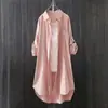 Comercio Exterior Transfronterizo Camisa Lisa de Mujer Top Estilo Western para Mujer Sentido del Diseño Nicho Abrigo Delgado Camisa Larga Ropa de Primavera y Otoño