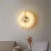 Lámpara de pared de mármol natural español para escalera, pasillo, pared de fondo, dormitorio, mesita de noche, lámpara de pared redonda minimalista francesa para entrada