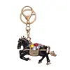 Nuevo Llavero de Caballo del Zodiaco Estéreo Pintura al Óleo Incrustada de Diamantes Estilo Chino Colgante para Bolsos de Hombre y Mujer de Metal Lindo