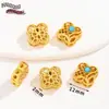 Pulsera de Accesorios con Cuentas de Transferencia de Turquesa Chapada en Oro de 18 Quilates, Cuentas Espaciadoras, Cuentas Sueltas, Pulsera DIY, Collar, Joyería de Xizang
