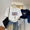 Camiseta de Manga Corta de Algodón Puro con Estampado de Letras Vintage para Mujer, Nuevo Estilo Verano 2026, Corte Holgado, Top Juvenil y Versátil, Camiseta Base