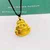 Suprimento ao vivo retro antigo banhado a ouro Maitreya Buda face sorridente bênção colar corda preta ajustável pingente trançado atacado