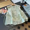 Calidad Garantizada Verano Amigable con la Piel Seda Elegante Nuevo Estilo Chino para Mamá Chaleco Bordado con Botones Hecho a Mano de Cuello Alto para Mujer