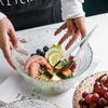 Tigela de Vidro para Salada Doméstica Tigela Grande para Cozinhar Padrão Martelo Tigela de Frutas Padrão Martelo Vidro Tigela Grande para Salada Atacado