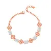 Pulsera Kalamei Love Clover Rubí Chapada en Oro de 18 Quilates Moda Campanilla de la Mañana Pulsera de Piedras Preciosas Coloridas Diamante