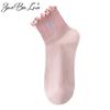 Calcetines de mujer de otoño e invierno, calcetines de tubo coreanos con orejas de madera y encaje dulce, calcetines de tendencia japonesa, calcetines largos de algodón para mujer, venta al por mayor