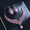 Set de joyería de lujo transfronterizo europeo y americano: Conjunto de dos piezas de collar y pendientes de alta gama, accesorio nupcial de boda, pendientes para mujer al por mayor