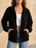 Chaqueta Casual Larga de Manga Larga Retro con Cuello Alto y Cremallera Hombro Caído Holgada para Mujer - Europea y Americana Transfronteriza Otoño e Invierno 2026