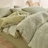 Juego de cuatro piezas de gasa de tres capas 100% algodón teñido en hilo, estilo vintage de lujo ligero de alta gama, juego de ropa de cama textil para el hogar de tres piezas 100% algodón