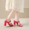 Hermosas Sandalias Francesas de Tacón Alto Verano 2025 Sandalias Nuevas para Mujer para Usar Afuera, Simples y Versátiles con Faldas, Zapatos de Mujer