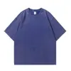 Camiseta de Manga Corta Pesada Transfronteriza de Algodón Puro 250g Lavada y Desgastada con Hombros Caídos Vintage, Corte Holgado, Talla Grande, Camiseta Básica