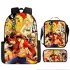 Mochila Escolar Exclusiva One Piece Três Peças Conjunto Mochila Rei do Mar Grande Capacidade Mochila para Aluno do Ensino Médio