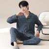 Pijama 2025 para Hombre Primavera y Otoño Delgado Cárdigan Manga Larga Adolescentes Niños Ropa Casual Portátil para el Hogar para Hombre