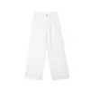 Jeans Blancos Bordados Florales Calados Bie para Mujer Estilo Nuevo 2026 Pantalones Casuales Rectos Ajustados