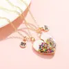 Nuevo collar transfronterizo europeo y americano para niños con polvo de oro y epoxi en forma de corazón, letra de moda, BFF, novias, traje de collar magnético
