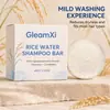 Barra de Shampoo GleamXi Água de Arroz: Limpa suavemente o cabelo e o couro cabeludo, deixando-os com uma sensação refrescada e confortável, com uma espuma rica e densa que enxagua facilmente.
