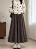 Pantalones Casuales de Pierna Ancha, Corte Holgado, Color Café Melado para Mujer, Otoño, para Mujeres Petites con un Estilo Relajado y Perezoso