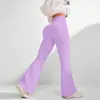 Calça Flare Yoga Costurada Europeia e Americana Transfronteiriça para Mulheres, Cintura Alta Controle de Barriga, Calça Longa Esportiva Fitness Levemente Flare