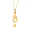 Collar con Borla de Calabaza Doble de Oro Brillante de 24 Quilates, Mismo Estilo que la Tienda de Oro Puzuo, Cadena para Clavícula con Colgante Fulu Recortado Lleno de Diamantes