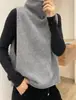 Chaleco de Lana Apilado Otoño e Invierno Chaleco de Punto para Mujer Suéter Coreano Holgado Cuello Alto Ajustado Grueso Tallas Grandes Ropa para Mujer