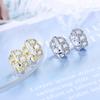 Arete de Cadena Simple Pequeño Fresco Transfronterizo Hebilla de Oreja Personalizada Hueco Diamante de Zirconio Moda Joyería de Oreja Hebilla de Oreja