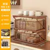 Estante de almacenamiento de escritorio de doble capa extraíble con sensación de alta gama, estante de almacenamiento en capas tipo cajón para bolsitas de té, café líquido y bocadillos