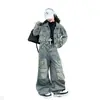 Conjunto de Ropa para Niñas Primavera y Otoño 2026 Estilo Retro de Hong Kong con Múltiples Bolsillos de Mezclilla Estilo Callejero Americano Fresco a la Moda para Niños Mayores