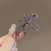 Grampo de Cabelo Elegante com Pérolas para Mulheres, Presilha de Metal com Laço Preto, Presilha Lateral de Alto Padrão, Presilha para Franja, Simples Presilha Bico de Pato