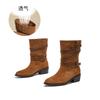 Fivela de Cinto Vintage Botas Curtas para Mulheres 2025 Inverno Novo Estilo Salto Grosso Botas Melard Martin Casuais Versáteis Botas Femininas Slim