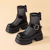 Moda Británica Negra Estilo Trendy para Mujer 2026 Nuevas Botas Frescas de Malla Hueca Transpirables de Verano Suela Gruesa que Aumenta la Altura Botines