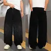 Estilo callejero americano, con estrellas, jeans de mezclilla brillantes para hombre, colección de otoño 2026, pierna curva, corte holgado, pantalones largos negros extragrandes