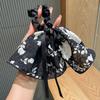 Saia bainha com laço estampado vintage, faixa de cabelo, corda de cabelo, corda de cabelo elegante de alta qualidade para mulheres, laço de fita para rabo de cavalo, flor de cabeça