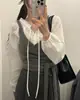 Chaleco coreano chic de otoño estilo envolvente con diseño de cuello en V y lazada cruzada, camisola suéter para mujer 17654