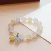 Suave Ceroso Dulce Fresco Primavera y Verano Color Macarrón Natural Pulsera de Morganita Tallado Flor Corazón de Niña Joyería
