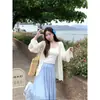 Cárdigan Delgado de Punto con Acabado de Alta Gama, Combinado con una Falda, Chaqueta Protectora del Sol de Punto de Verano para Mujer, Top de Punto