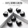 Obsidiana Prateada Natural Furo Horizontal Coração Acessórios para Joias DIY Alta Qualidade Produto Semi-acabado Pingente Acessórios para Corrente de Celular Venda por Atacado