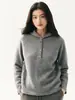Nuevo Suéter de Cachemira Color Sólido Estilo Perezoso Otoño/Invierno para Mujer, Casual, con Capucha, Tejido Grueso, Raglán, Media Botonadura, Jersey