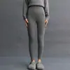 Pantalones de Cachemira para Mujer Otoño e Invierno, Pantalones de Lana Tejida, Corte Ajustado, Base Cálida, Pantalones Cropped Adelgazantes sin Costuras, Pantalones Skinny para Ropa Exterior