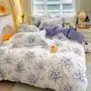 Juego de cama de cuatro piezas de algodón lavado fresco pequeño grueso para lijar funda nórdica funda de almohada ropa de cama de tres piezas para dormitorio de estudiantes