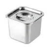 Contenedor Cuadrado de Acero Inoxidable para Condimentos con Tapa Engrosada, Recipiente para Manteca de Cerdo de Cocina, Caja de Condimentos para Buffet Comercial, Almacenamiento de Muestras