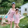 Trajes de Baño Mayorista Madre e Hija Cuadros Pequeños Protector Solar Cubre-traje de Baño Conjunto de Dos Piezas Traje de Baño para Mujer Traje de Baño para Niños Pequeños y Medianos Padre-Hijo