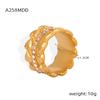 Anillo de Acero de Titanio Chapado en Oro Estilo Nicho Coreano Simple Elegante Joyería Geométrica Diseño de Costura de Amor de Doble Capa Sentido del Diseño Incrustado de Diamantes