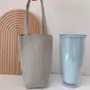 Bolsa Cruzada para Taza Portátil Acompañante Bolsa de Café Cubierta para Taza de Vidrio Portátil de Mano Aislamiento Lona de Color Sólido Cubierta para Taza