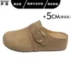 Mocasines tipo Birkenstock sin talón, versión de cuero, suela de 5 cm de grosor, punta cerrada, nuevos zapatos perezosos slip-on 2026 para mujer